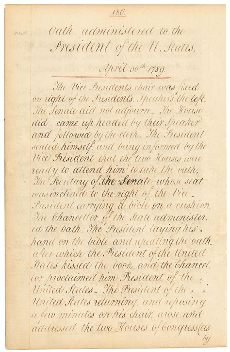Todays Document George Washingtons First Inauguration The