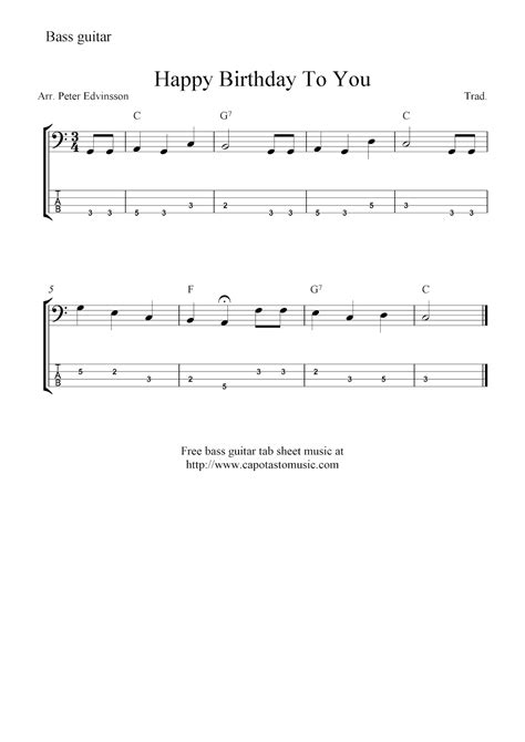 Learn to play piano in this piano lesson with nate bosch. Free bass guitar tab sheet music, Happy Birthday To You ...