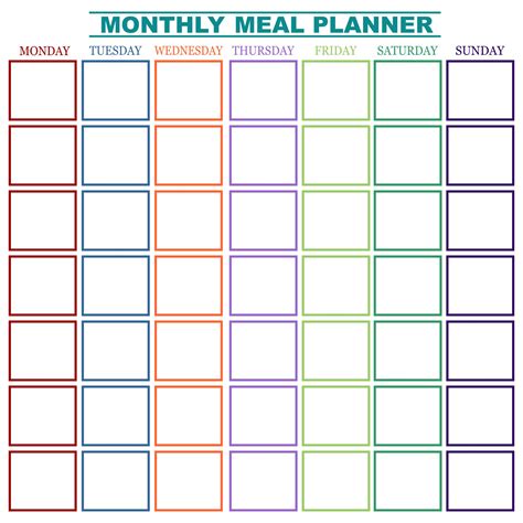 Printable Monthly Menu Planner Template Printable Templates