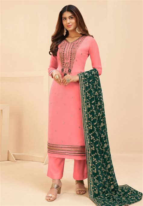 Pink Heavy Designer Embroidered Work Palazzopant Suit Indian Heavy Anarkali Lehenga Gowns