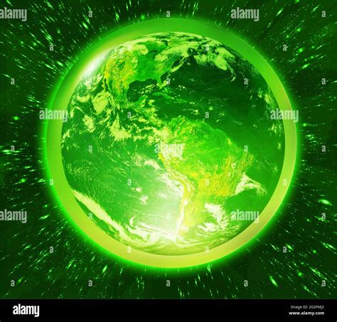 Green Earth In Space Stock Photo Alamy