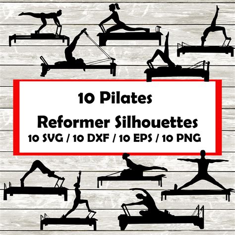 Reformer Pilates Fitness Silhouette 10 Designs Digital Etsy