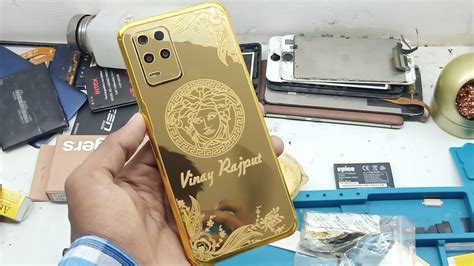 India First Realme 8 5g Golden Cover 24 Kt Versace Edition Gold Panel