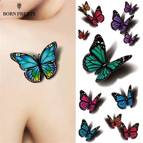 3d butterfly tattoo decals body art decal flying butterfly waterproof paper temporary tattoo in