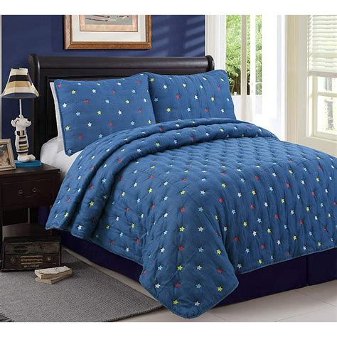 Cozy Line Home Fashions Stars Soft Comforter Set Navy Blue Colorful