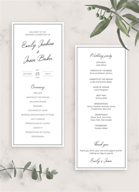 Download Printable Simple Elegant Wedding Program Pdf