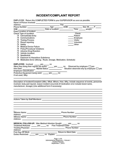 Incident Report Template Workplace