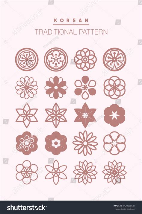 Korean Traditional Flower Pattern Vector Illustration Stock Vector
