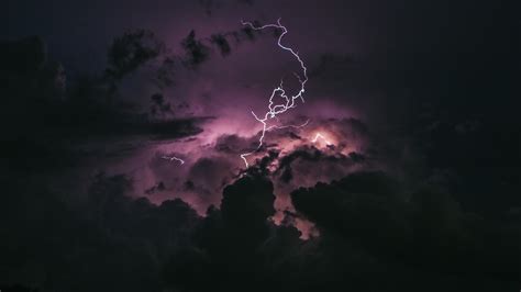 3840x2160 Storm Lightning And Purple Dark Sky 4k Wallpaper Hd Nature