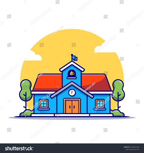 School Building Cartoon Vector Icon Illustration Stock Vector Royalty