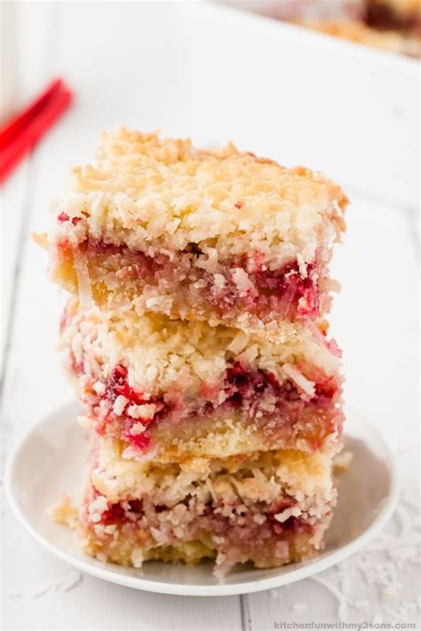 Homemade Raspberry Coconut Bars Kitchen Fun With My 3 Sons