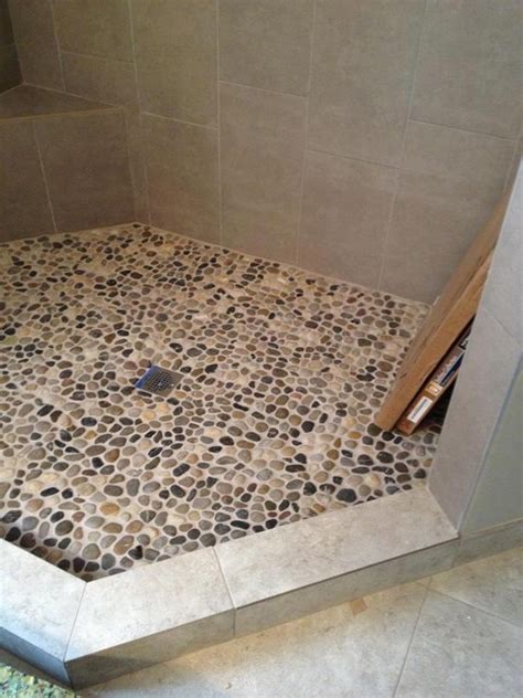 Pebble Rock Shower Floor Traditional Detroit By Troy Tile And Stone