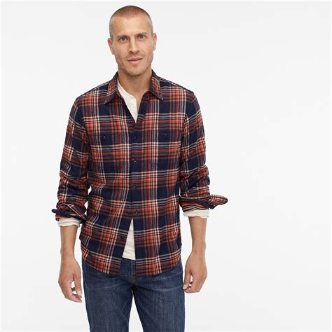 Jcrew Slim Midweight Flannel Shirt In Navy Plaid In Blue For Men Lyst