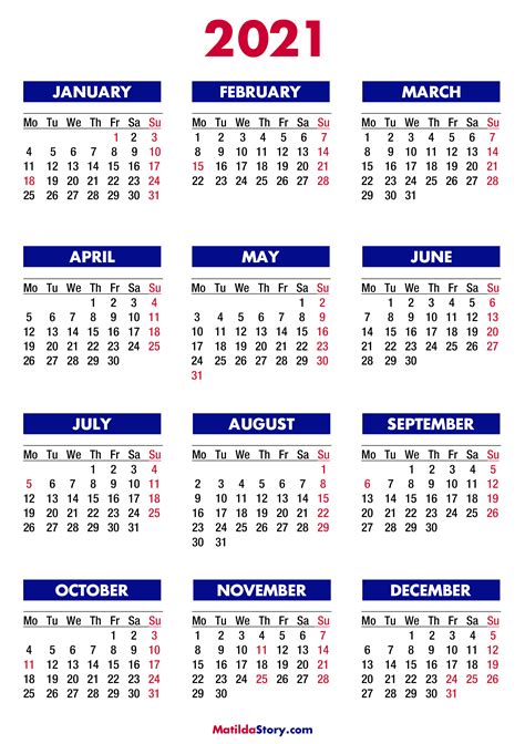 2021 Calendar With Holidays Template These Planner Templates Include