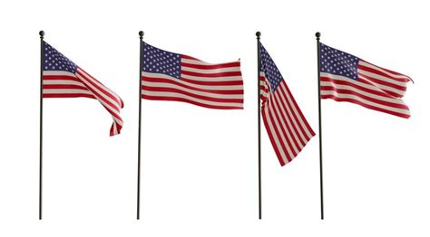 Premium Photo 3d Flags Of United States Of 4 Types Flag United States