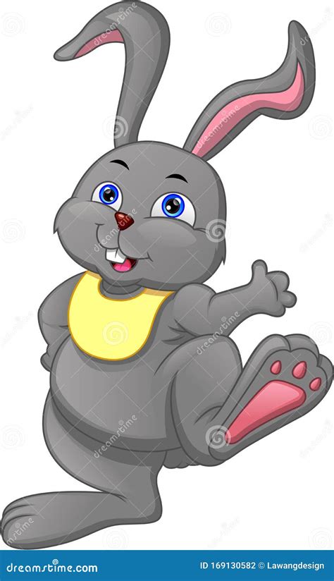 Cartoon Happy Rabbit On A White Background Stock Vector Illustration