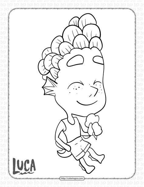 Disney Luca Water Alberto Swimming Coloring Page