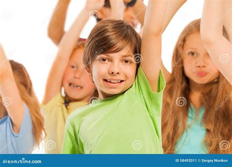 Kids Cheering In The Crowd Stock Image Image Of Group 58492011