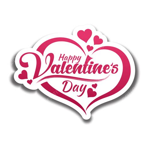 Happy Valentine Day Vector Hd Images Happy Valentines Day Heart Shape Typography Sticker Happy