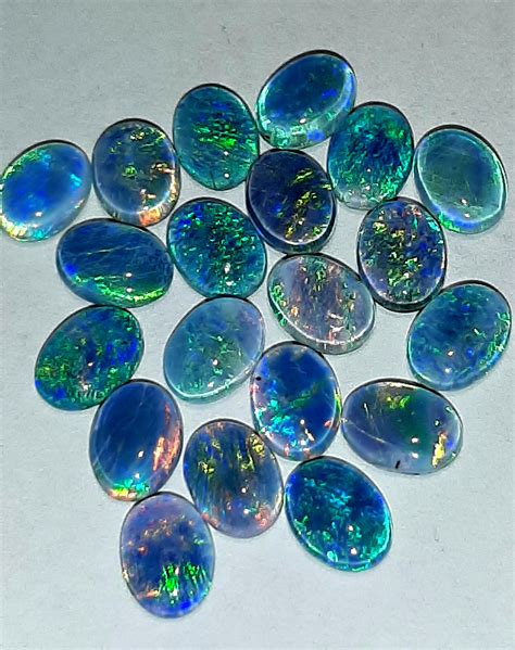 Australian Fire Opals Doublets 20 Firey Blue Opals From Etsy Uk