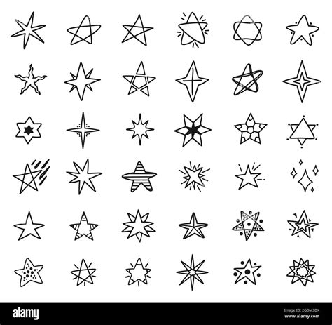 Stars Doodle Drawings Hand Drawn Star Sketches Simple Cute Stars