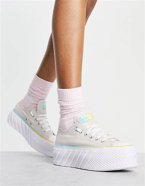 Converse Lift 2x Ox Gradient Heat Platform Trainers In Off White And