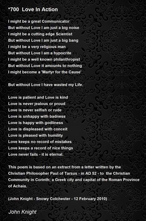 700 Love In Action Poem By John Knight Poem Hunter