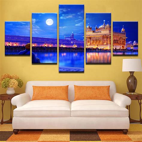 Home Decor Wall Art Modular Living Room Canvas Posters 5 Pieces Indian