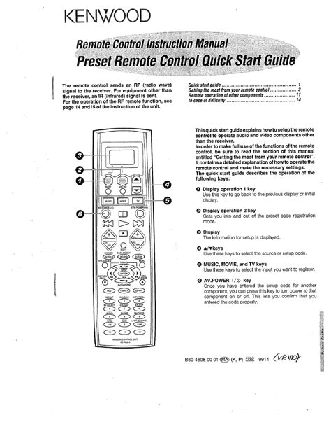 Kenwood Remote Control Instruction Manual Pdf Download Manualslib