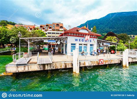 Weggis Town On Lake Lucerne Editorial Stock Photo Image Of Blue Switzerland