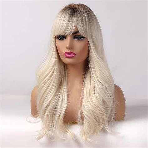 Ombre Beach Blonde Body Wave Wig With Bangs Etsy Wigs With Bangs