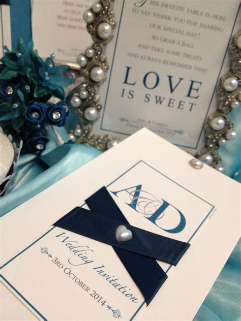Personalised Luxury Bespoke Teal Wedding Invitation And Matching Handmade Stationery By Perfect