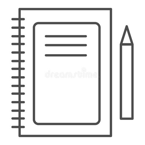 Notebook Thin Line Icon Notepad And Pen Vector Illustration Isolated