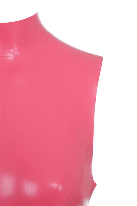Clothing Bodycon Dresses Livana Bubblegum Pink High Neck Latex Dress