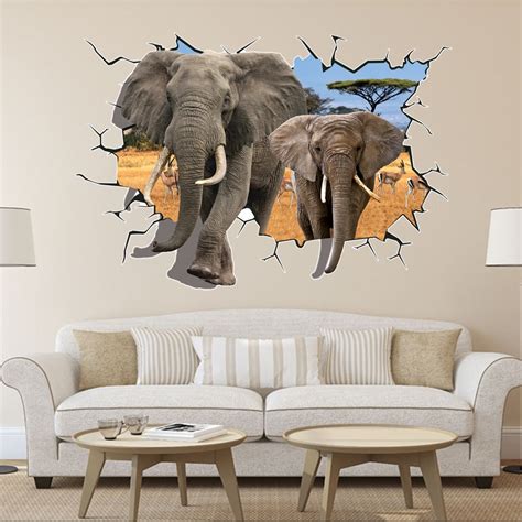 3d Elephant Wall Stickers Animal Poster On The Wall Home Decor