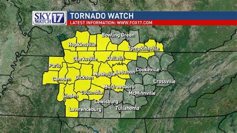 Residents should prepare for tornadoes and wind damage. Tornado Watch issued for parts of Tennessee, Kentucky ...