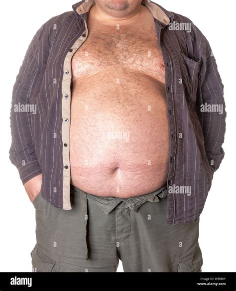 Fat Man With A Big Belly Close Up Part Of The Body Stock Photo Alamy