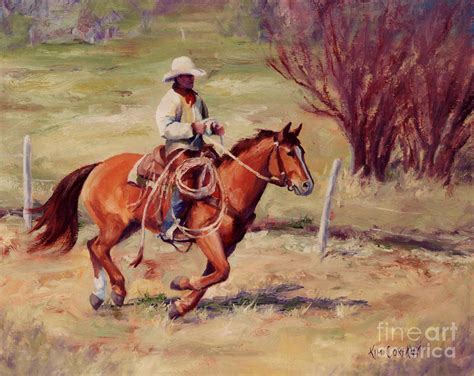 Morning Commute Working Cowboy Western Art Painting By Kim Corpany