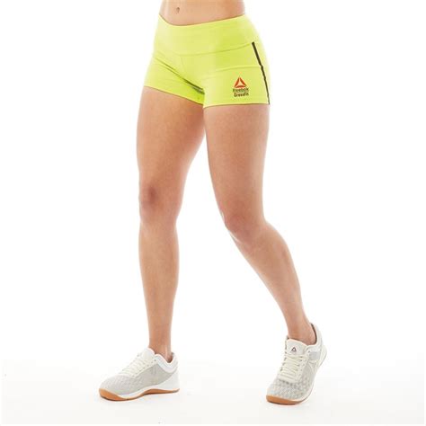 buy reebok womens reebok crossfit games chase speedwick booty shorts chartreuse