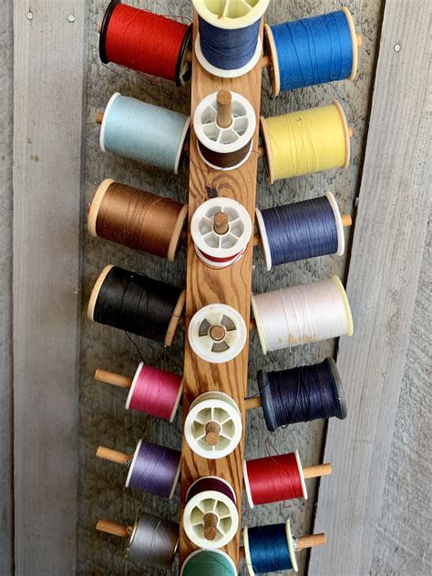 Vintage Thread Organizer Spool Holder Holds 40 Spools Etsy Thread