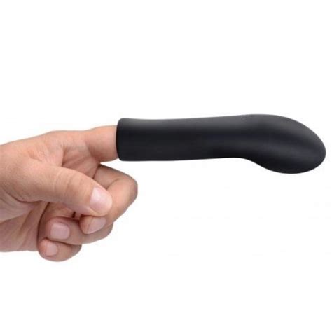 10x Vibrating Curved Silicone Finger Massager Sleeve Black Sex Toys At Adult Empire