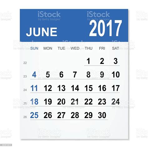 June 2017 Calendar Stock Illustration Download Image Now 2017