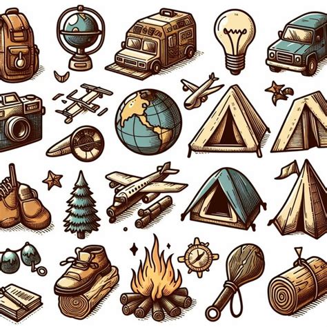 Premium Photo Vector Illustration Drawing Style Of Camping Icons