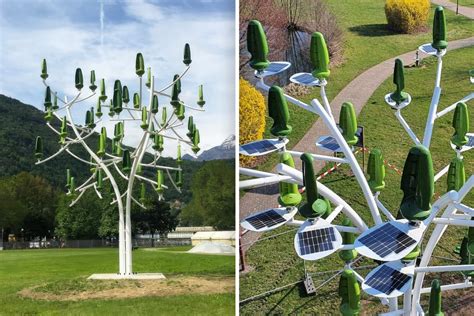 Un Arbre Quip De Panneaux Solaires Et D Oliennes Fournit Une Nergie Propre Inspir E Par La