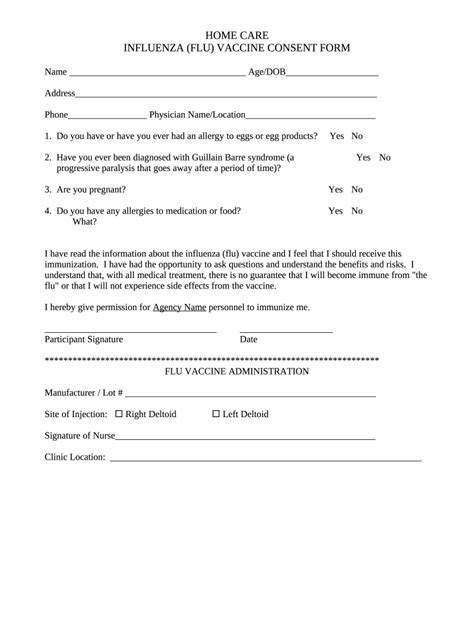 Free Printable Flu Vaccine Consent Form Fill Out Sign Online DocHub