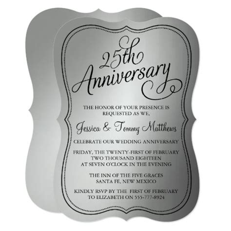 25th Silver Wedding Anniversary Invitations