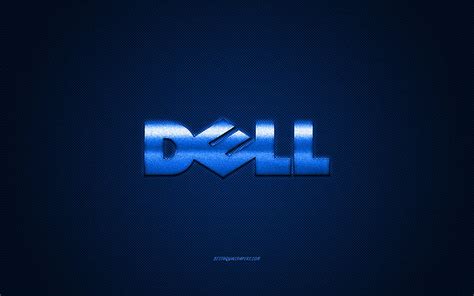 2k Free Download Dell Logo Blue Carbon Background Dell Metal Logo