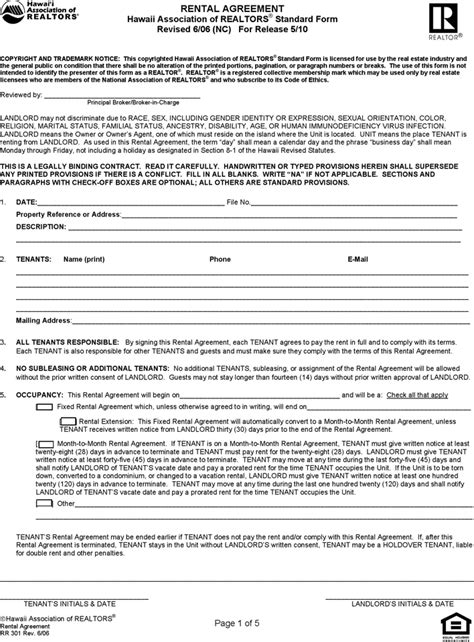 Releases two new forms for owners of rental properties/property managers. Free Hawaii Residential Lease Agreement Form - PDF | 122KB ...