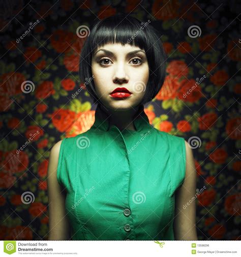 Beautiful Lady Doll In Green Dress At Flower Background Lady Doll Girl