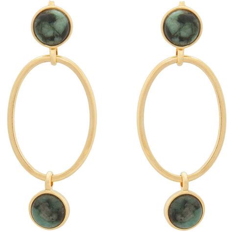 Claudia Lobao Emerald And Gold Linked Hoop Earrings 65 Via Polyvore